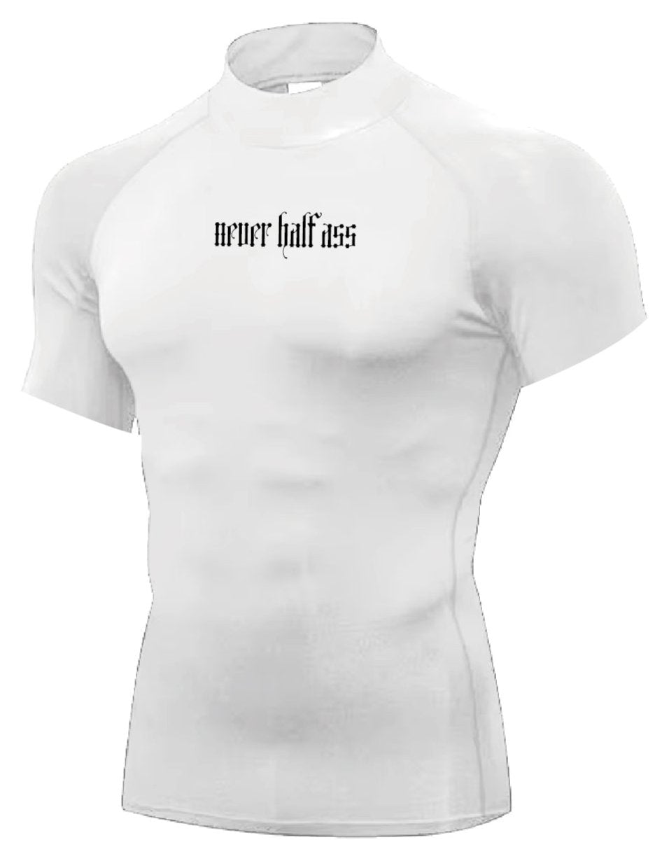 (CLEARANCE) HA/FA White Compression Short Sleeve