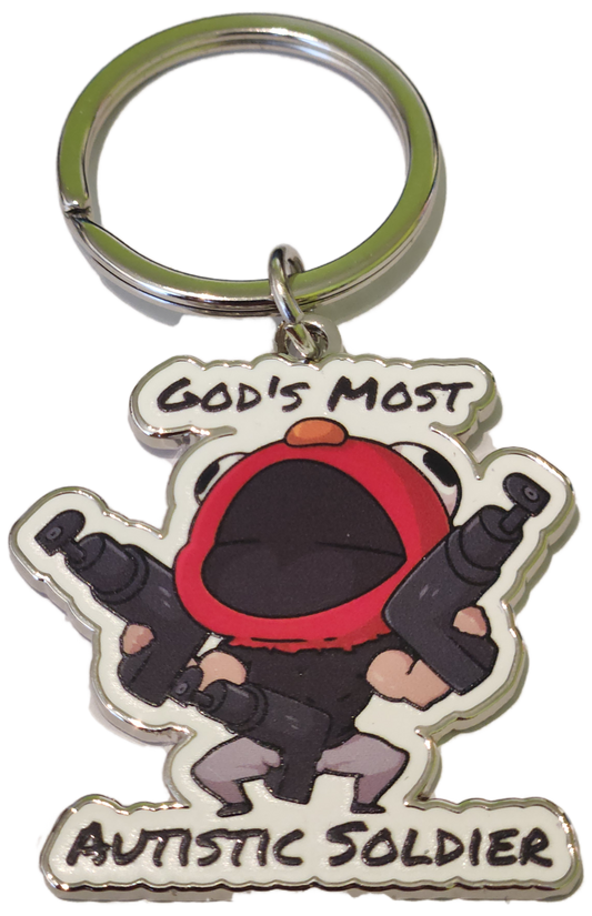 (NEW) God's Most Autistic Soldier Soft Enamel Keychain