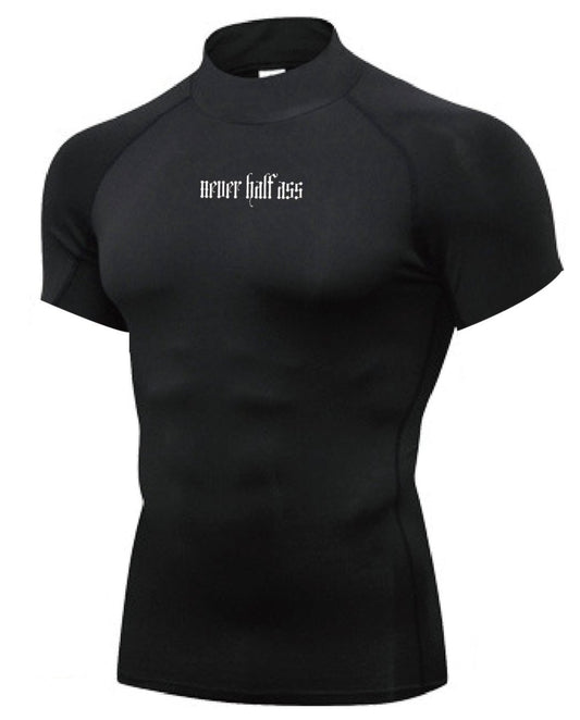 (CLEARANCE) HA/FA Black Compression Short Sleeve